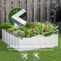 Outsunny 3' x 3' x 1' Raised Garden Bed, Galvanized Metal Planter Box for Vegetables Flowers Herbs, White(m-5)