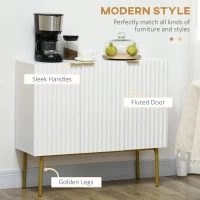 HOMCOM Modern Storage Cabinet Sideboard Buffet Cabinet with Gold Legs for Living Room Dining Room Hallway White(m-4)