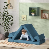 Qaba 12 Pcs Foam Climbing Blocks for Toddlers, Indoor Soft Play Equipment for Boys and Girls, Blue(m-2)