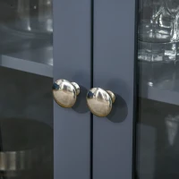 HOMCOM Sideboard, Buffet Cabinet with 4 Tempered Glass Doors, Arc Pattern and Adjustable Storage Shelf, Credenza, Gray(m-8)