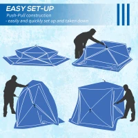 Outsunny 4 Person Insulated Ice Fishing Shelter, Pop-Up Portable Ice Fishing Tent with Carry Bag and Two Doors for -22℉, Blue(m-4)