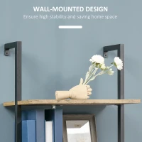 HOMCOM Industrial Wall Mounted Ladder 5-Tier Bookshelf, Brown(m-5)