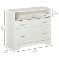 Vinsetto Lateral Filing Cabinet with 2 Drawers, File Cabinet for Hanging Letter Sized Files, Office Printer Stand, White(m-3)