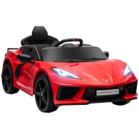 Qaba 12V Kids Electric Car Corvette Licensed w/ Remote Control, Suspension System, Music, Headlight, Slow Start, Red(m-11)