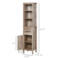 kleankin Tall Bathroom Storage Cabinet, Freestanding Linen Tower with 3-Tier Open Adjustable Shelves, and Drawer, Narrow Slim Floor Organizer(m-3)