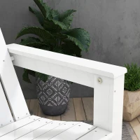 Outsunny Adirondack Chair Patio Muskoka Chair, Outdoor Poplar Wood Fire Pit Chair, Pre-Assembled Backrest Chaise Adirondack with High-back, Large Seat, for Deck, Garden, White(m-9)