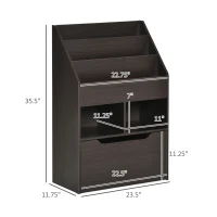 HOMCOM Kids Bookcase Multi-Shelf Rack Organizer with Storage Drawer for Books for Reading Nook, Classroom, Bedroom, Playroom, Brown(m-3)