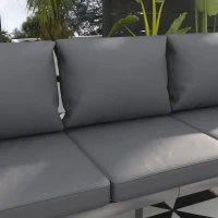 Outsunny Aluminum Garden Sofa, 3-Person Outdoor Couch, Backyard Furniture for 3-person with Cushions, 72.8" x 26" x 25.2", Grey(m-7)