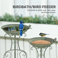 Outsunny Metal Bird Bath for Outdoors, 31" Tall Round Birdbath with Bird Statues and Decorative Stand, Freestanding Bird Feeder for Garden, Yard, Patio Decor, Bronze(m-4)