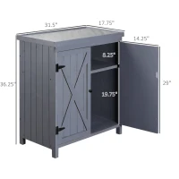 Outsunny Outdoor Storage Cabinet, Outdoor Tool Shed with Galvanized Top and Two Shelves for Yard Tools or Pool Accessories, Gray(m-3)