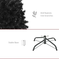 HOMCOM 7 FT Artificial Christmas Tree Pencil Xmas Tree with Stand, 818 Tips, Holiday Home Indoor Decoration for Party, Black(m-6)