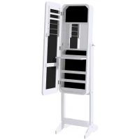 HOMCOM Freestanding Mirror Jewelry Cabinet Armoire, LED Lighted Jewelry Organizer with Stand, Angle Adjustable, White(m-11)