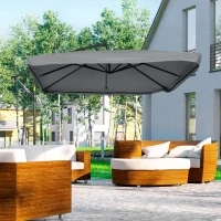 Outsunny Offset Patio Umbrella with Net and Umbrella Base, Adjustable Cantilever Canopy with Cross Base, Weight Plates and 8 Ribs for Backyard, Poolside, Garden, Dark Grey(m-8)