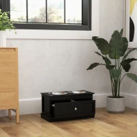 PawHut Elevated Dog Bowls with Storage Drawer, Raised Dog Bowl Stand Pet Food Bowl Dog Feeding Station, Black(m-9)