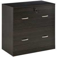 Vinsetto 2-Drawer File Cabinet with Lock and Keys, Lateral Storage Filing Cabinet with Hanging Bar for Letter Size, Home Office, Walnut