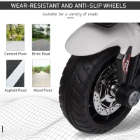 Aosom 6V Kids Motorcycle Toddler Ride-on Toy, High-Traction Battery-Operated Mini Electric Motorbike with Forward/Reverse Switch, Music, Headlights, Horn, White(m-5)