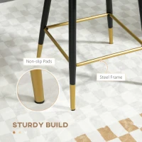 HOMCOM Bar Stools Set of 2 Modern Counter Height Bar Stools with Back, Footrest for Home Kitchen, 23.2"x20.5"x35.4", Pink(m-6)