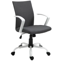 Vinsetto Mid Back Home Office Chair with Adjustable Height, High Armrests and Rocking Function, Dark Grey/White(m-11)