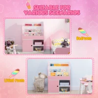 Qaba Toy Storage Organizer, Kids Bookshelf, Freestanding Children Bookcase with Cabinet for Toys Clothes Books, Pink(m-5)