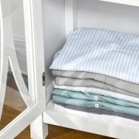 HOMCOM Sideboard, Buffet Cabinet with 4 Tempered Glass Doors, Arc Pattern and Adjustable Storage Shelf, Credenza, White(m-8)