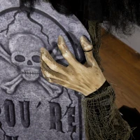 Outsunny 30" Life Size Outdoor Halloween Decorations Female Ghost with Tombstone, Animated Prop Animatronic Decor with Sound and Motion Activated Light Up Eyes, Spooky Sound(m-8)