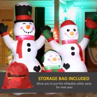 Outsunny 8ft Inflatable Christmas Snowman Family with A Red Bird, Blow-Up Outdoor LED Yard Display for Lawn Garden Party(m-9)
