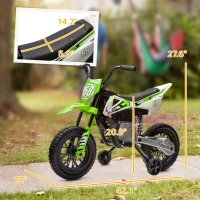 Qaba 12V Kids Electric Motorcycle w/ Twist Grip Throttle, Training Wheels, Rear Suspension & Music, Green(m-3)