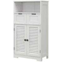 kleankin Bathroom Vanities with Louvred Doors, Medicine Cabinet, Bathroom Cupboard with Drawers and Open Shelf(m-2)