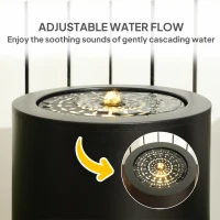 Outsunny 21" Tall Garden Waterfall Fountain with LED Lights, Outdoor Water Fountain Water Feature with Adjustable Flow, Black(m-5)