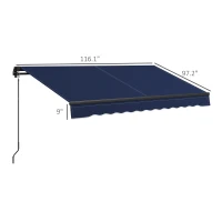 Outsunny 10' x 8' Retractable Awning, 280gsm UV Resistant Sunshade Shelter for Deck, Balcony, Yard, Blue(m-3)