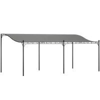 Outsunny 10' x 20' Wall-Mounted Outdoor Pergola Canopy, Metal Patio Canopy with Drainage Holes for Backyard, Garden, Dark Gray(m-11)