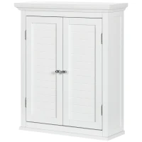 kleankin Over Toilet Storage Cabinet, Bathroom Wall Cabinet with Adjustable Shelf for Living Room and Entryway, White(m-12)