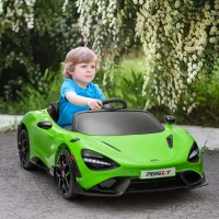 Qaba McLaren 765LT Licensed 12V Kids Electric Car w/ Scissor Doors, Transport Wheels, Remote, Slow Start, Music Horn Green(m-8)