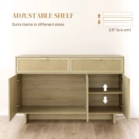 HOMCOM Boho Kitchen Sideboard Buffet Cabinet with Hinge Doors, Drawers and Adjustable Shelf for Living Room, Natural Wood(m-5)