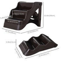 PawHut Pet Stairs Dogs and Cats Folding Ladder Puppy Portable 3 Steps Home Travel Using Brown(m-3)