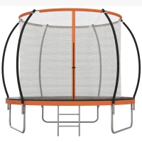 Soozier 8ft Outdoor Trampoline with Enclosure Net and Ladder, Backyard Fitness Trampoline for Teens and Adults(m-11)