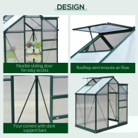Outsunny 6.2' x 4.3' x 6.6' Clear Polycarbonate Greenhouse Large Walk-In Green House Garden Plants Grow Galvanized Base Aluminium Frame w/ Slide Door(m-5)