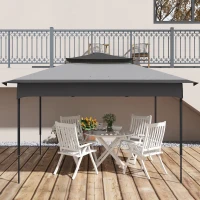 Outsunny 11' x 11' Replacement Canopy Top for Pop Up Canopy Tent, 2-Tier Canopy Cover, 30+ UV Protection, Gray(m-9)