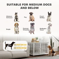 PawHut Dog Crate Furniture with Washable Cushion, Adjustable Feet for Medium Dogs, Indoor Use, Grey(m-4)