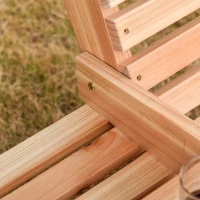 Outsunny 3 Seater Patio Swing Chair Wood Porch Swing with Foldable Table, Cup Holders, Steel Chains for Garden, Yard, Natural(m-10)