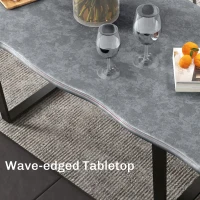 HOMCOM 63" Kitchen Table, Industrial Dining Table with Wave-edged Tabletop and Steel Legs for Up to 6 People, Cement Grey(m-5)