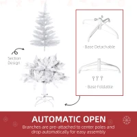 HOMCOM 4ft Artificial Christmas Tree with Pine Realistic Branches, Auto Open, for Indoor Decoration, White(m-6)