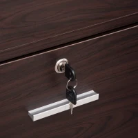 Vinsetto Lateral Filing Cabinet with Wheels, Locking File Cabinet, Mobile Printer Stand with Open Shelves and Drawers for A4 Size Documents, Walnut(m-9)