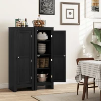 HOMCOM Kitchen Pantry Storage Cabinet with Adjustable Shelves, Small Storage Cabinet with Door and Shelves, Black(m-6)