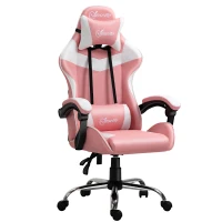 Vinsetto Racing Gaming Chair with Lumbar Support, Head Pillow, Swivel High Back Recliner Gamer Desk Chair for Office, Pink(m-2)