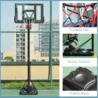 Soozier Portable Basketball Hoop System Stand Simple Lift Function from 8-10ft Adjustable for Youth Adults Indoor Outdoor Play(m-5)