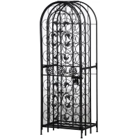 HOMCOM 45 Bottle Wrought Iron Wine Rack Jail with Lock - Black(m-11)