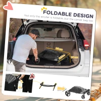 PawHut 4 Wheel Pet Stroller with Storage Basket, Afjustable Handle, Ventilated Oxford Fabric for Medium Size Dogs Cat Grey(m-5)