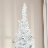HOMCOM 7' Pencil Christmas Tree, Slim Artificial Xmas Tree with Realistic Branches, Sturdy Metal Stand, White(m-9)