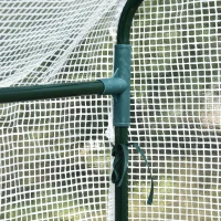 Outsunny 73" x 47" x 75" Walk-in Greenhouse Outdoor Portable Plant Flower Growth Warm House Garden Tunnel Shed with Roll-up Door and 4 Shelves, White(m-10)